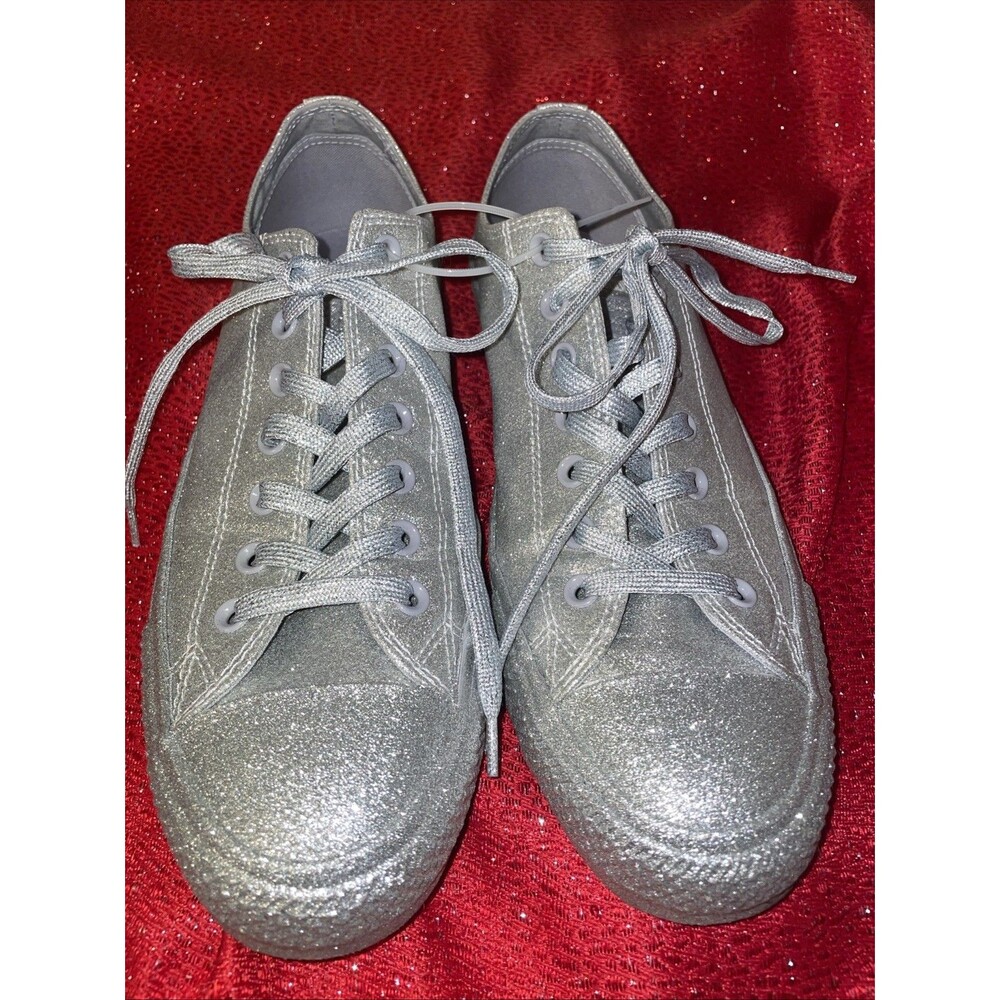 Converse Chuck Taylor All Star Sneaker Silver Glitter M11/W13 Glitzy Wedding